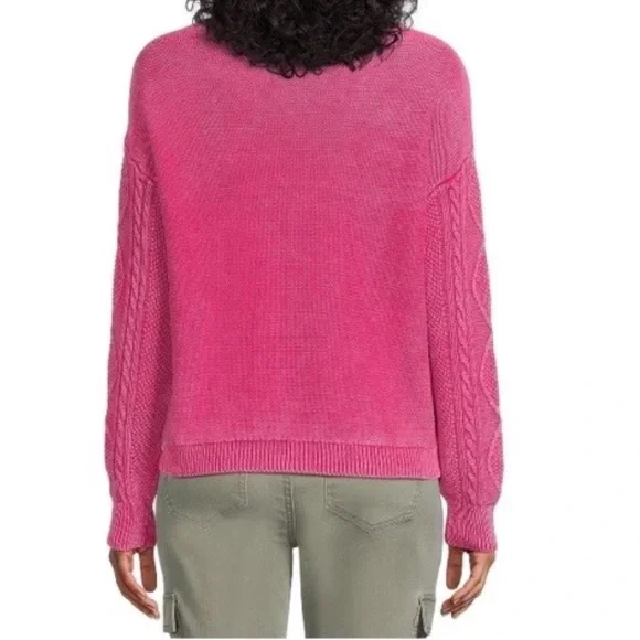 No Boundaries Vibrant Pink V-Neck Sweater - Picture 5 of 6